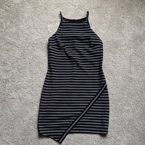 Chic Asymmetrical Striped Dress